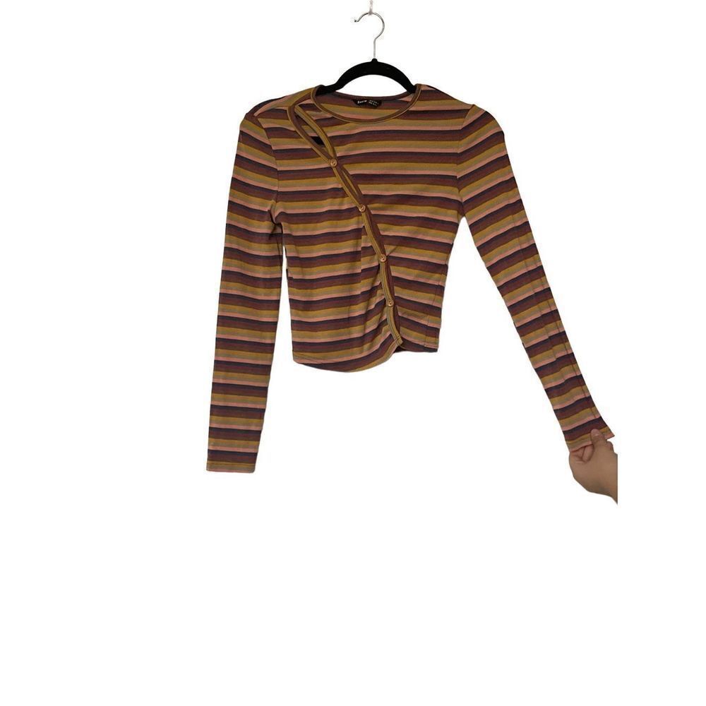 Shein Striped Crop Top with Asymmetrical Neckline